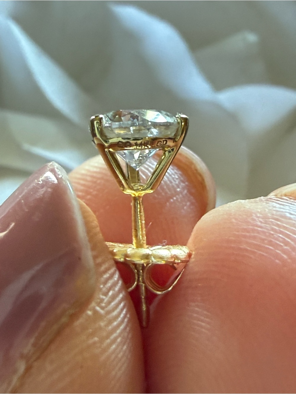 14K Yellow Gold Martini Setting Lab Grown Diamond Earrings - Picture 6 of 13